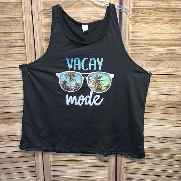 Vacation Mode Black Tank Top Plus Size 5xl - Picture 1 of 5